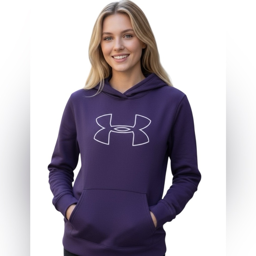 Under Armour Dark purple Hoodie, logo on front, size Large GUC loose fit